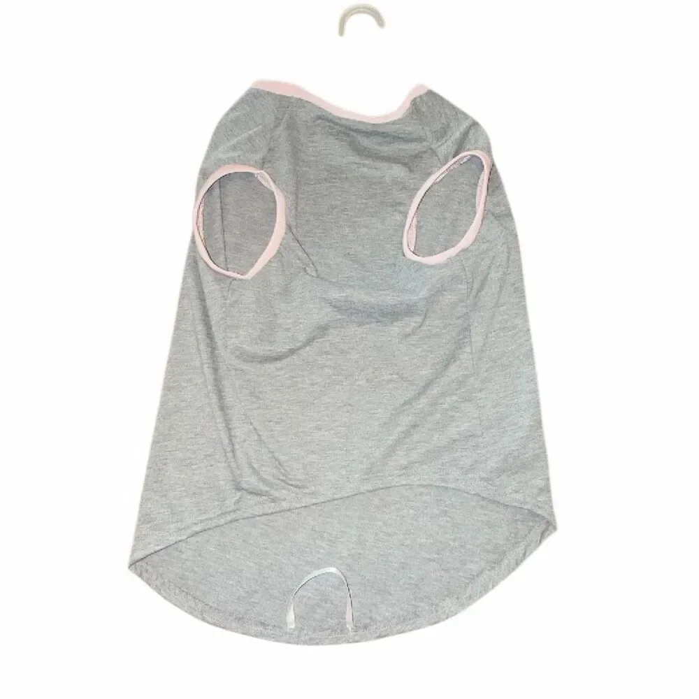 Pet t-shirts XL dog shirt TOP PAW “Fur Therepy” walking the dog gray + pink